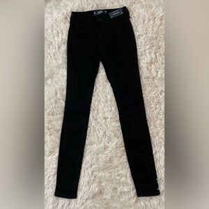 NEW Hollister High Rise Super Skinny Black Jeans Womens 00R 24R 24 Stretch NWT